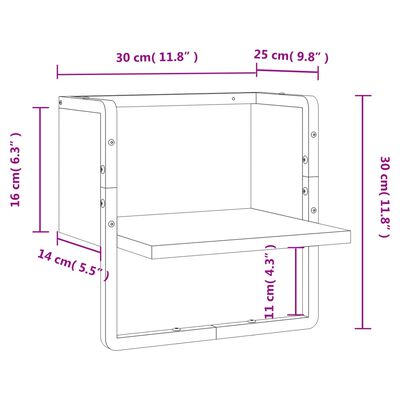 vidaXL Wandschap met stang 30x25x30 cm bruin eikenkleur