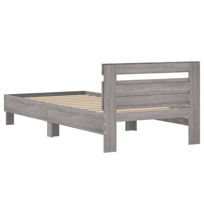 vidaXL Bedframe met hoofdeinde bewerkt hout grijs sonoma 100x200 cm