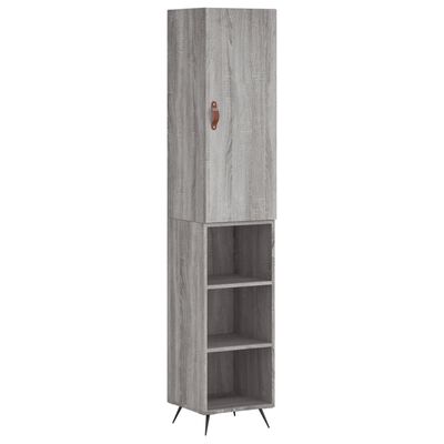 vidaXL Hoge kast 34,5x34x180 cm bewerkt hout grijs sonoma eikenkleurig