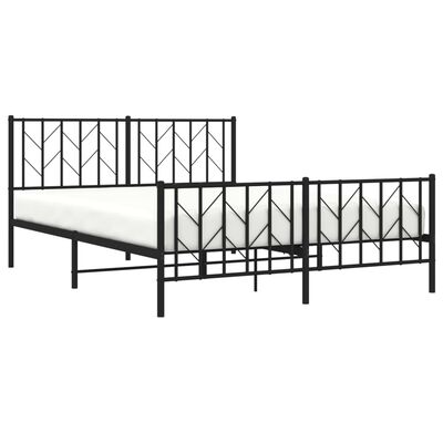 vidaXL Bedframe met hoofd- en voeteneinde metaal zwart 150x200 cm