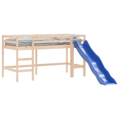 vidaXL Kinderhoogslaper met glijbaan massief grenenhout 90x190 cm