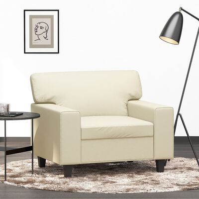 vidaXL Fauteuil 60 cm kunstleer crèmekleurig