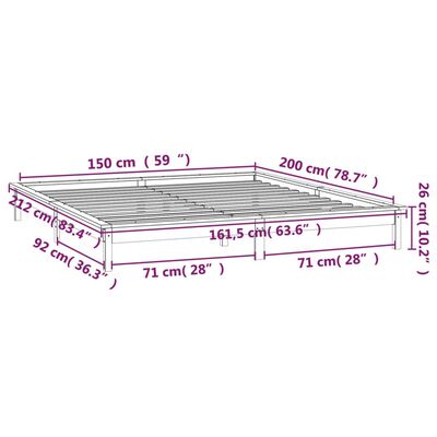 vidaXL Bedframe LED massief hout honingbruin 150x200 cm