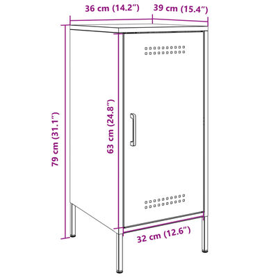 vidaXL Dressoir 36x39x79 cm staal wit