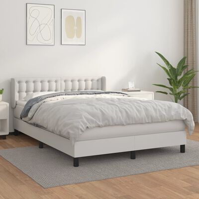 vidaXL Boxspring met matras kunstleer wit 140x200 cm