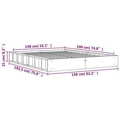 vidaXL Bed met matras massief grenenhout wasbruin 140x190 cm