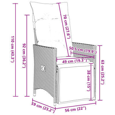 vidaXL 7-delige Tuinset met kussens poly rattan beige