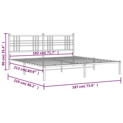 vidaXL Bedframe met hoofdbord metaal wit 183x213 cm