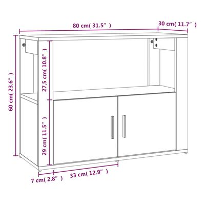 vidaXL Dressoir 80x30x60 cm bewerkt hout zwart