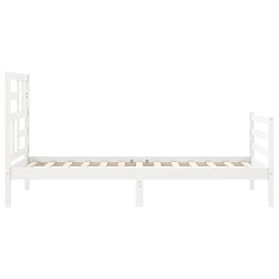 vidaXL Bedframe met hoofdbord massief hout wit 90x200 cm