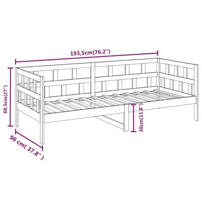 vidaXL Slaapbank massief grenenhout grijs 90x190 cm