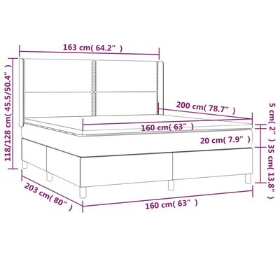 vidaXL Boxspring met matras kunstleer cappuccinokleurig 160x200 cm