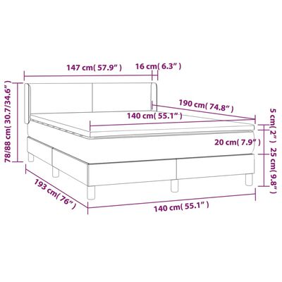 vidaXL Boxspring met matras fluweel zwart 140x190 cm