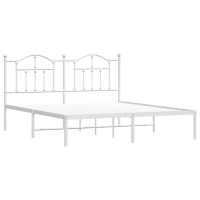 vidaXL Bedframe met hoofdbord metaal wit 183x213 cm