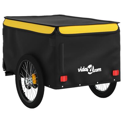 vidaXL Fietstrailer 45 kg ijzer zwart en geel