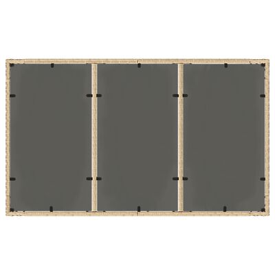 vidaXL Tuintafel met glazen blad 150x90x75 cm poly rattan beige