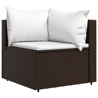 vidaXL 4-delige Loungeset met kussens poly rattan bruin