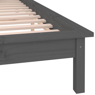 vidaXL Bedframe LED massief hout grijs 180x200 cm