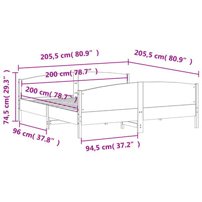 vidaXL Bedframe zonder matras massief grenenhout 200x200 cm