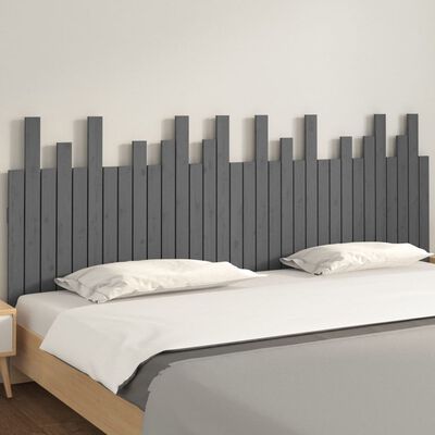 vidaXL Hoofdbord wandmontage 204x3x80 cm massief grenenhout grijs