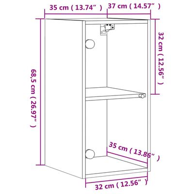 vidaXL Wandkast met glazen deuren 35x37x68,5 cm sonoma eikenkleurig