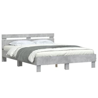 vidaXL Bedframe met hoofdeinde bewerkt hout betongrijs 150x200 cm