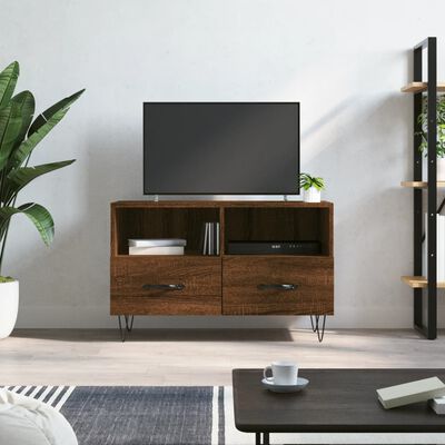 vidaXL Tv-meubel 80x36x50 cm bewerkt hout bruin eikenkleur