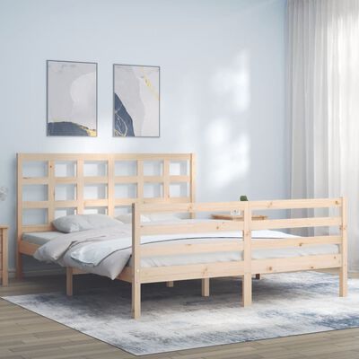 vidaXL Bedframe met hoofdbord massief hout