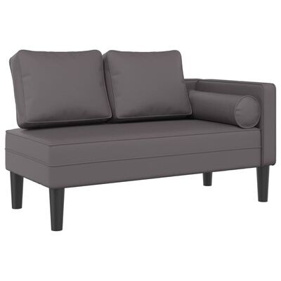 vidaXL Chaise longue met kussens kunstleer grijs