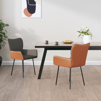 vidaXL Eetkamerstoelen 2 st stof en kunstleer lichtgrijs