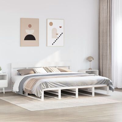 vidaXL Bedframe zonder matras massief grenenhout wit 180x200 cm