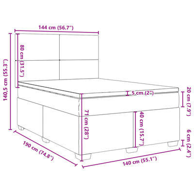 vidaXL Boxspring met matras fluweel zwart 140x190 cm