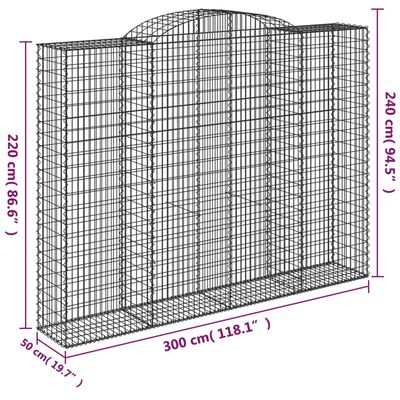 vidaXL Schanskorven 2 st gewelfd 300x50x220/240 cm ijzer