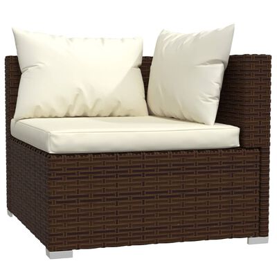 vidaXL 9-delige Loungeset met kussens poly rattan bruin