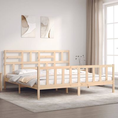 vidaXL Bedframe met hoofdbord massief hout