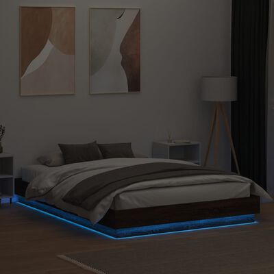 vidaXL Bedframe met LED-verlichting bruin eikenkleurig 140x200 cm