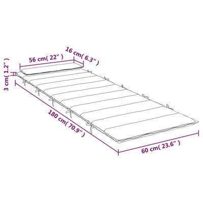 vidaXL Ligbedkussen 180x60x3 cm oxford stof beige