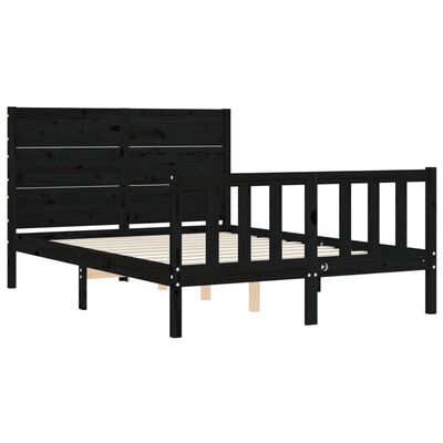 vidaXL Bedframe met hoofdbord massief hout zwart