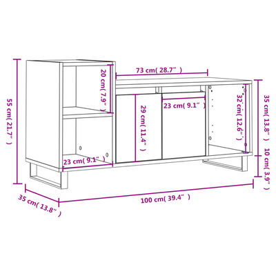 vidaXL Tv-meubel 100x35x55 cm bewerkt hout grijs sonoma eikenkleurig