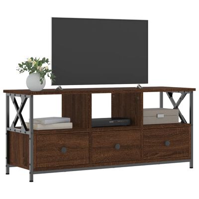 vidaXL Tv-meubel 102x33x45 cm bewerkt hout en ijzer bruin eikenkleur