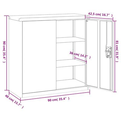 vidaXL Archiefkast 90x40x90 cm staal zwart