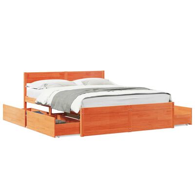 vidaXL Bedframe zonder matras massief grenenhout wasbruin 150x200 cm