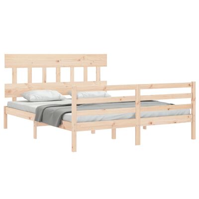 vidaXL Bedframe met hoofdbord massief hout