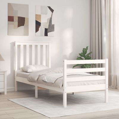 vidaXL Bedframe met hoofdbord massief hout wit