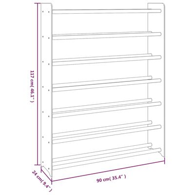 vidaXL Schoenenrek 90x24x117 cm bewerkt hout grijs