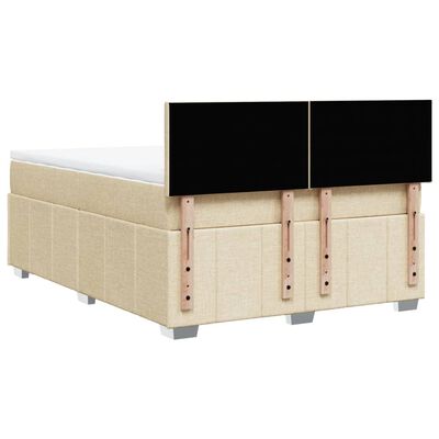 vidaXL Boxspring met matras stof crèmekleurig 140x190 cm