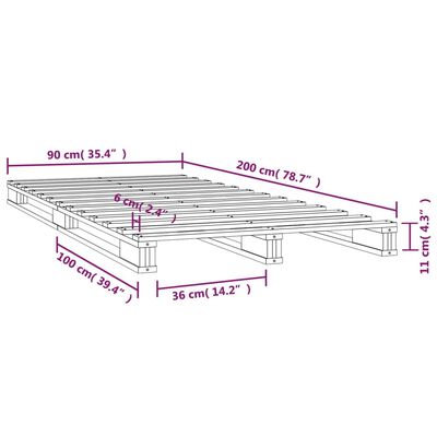 vidaXL Palletbed massief grenenhout wit 90x200 cm