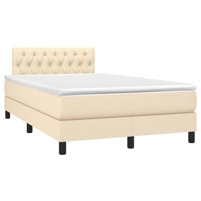 vidaXL Boxspring met matras en LED stof crèmekleurig 120x190 cm