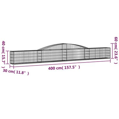 vidaXL Schanskorven 2 st gewelfd 400x30x40/60 cm ijzer