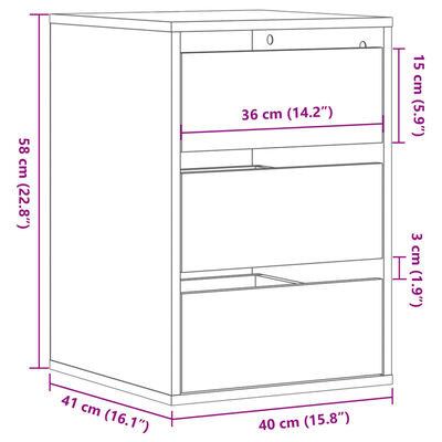 vidaXL Ladekast 40x41x58 cm bewerkt hout betongrijs